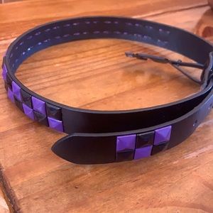 Purple, black pyramid studded belt